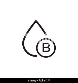 b type blood drop thin line icon in dark brown color Stock Vector