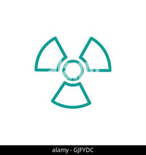 Ionizing radiation thin line icon in turquoise color Stock Vector
