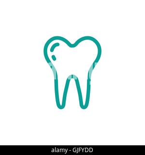 tooth thin line icon in turquoise color Stock Vector