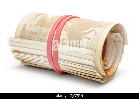 lying money bundle Stock Photo