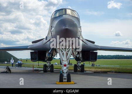 A four-engine supersonic variable-sweep wing, jet-powered heavy strategic bomber Rockwell B-1B Lancer. US Air Force. Stock Photo