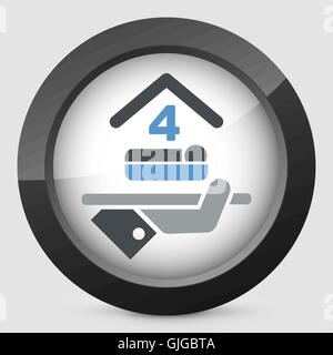 Hotel icon. Quadruple bedroom. Stock Vector