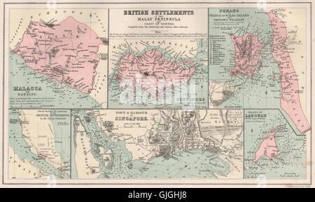 George Town, Penang antique town city plan. Malaysia 1917 old map Stock ...