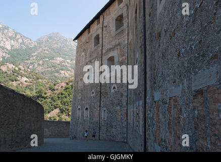 Aosta Valley, Italy: view of Fort Bard, a fortified complex built in 19th century by the House of Savoy, used as location in Avengers Age of Ultron Stock Photo