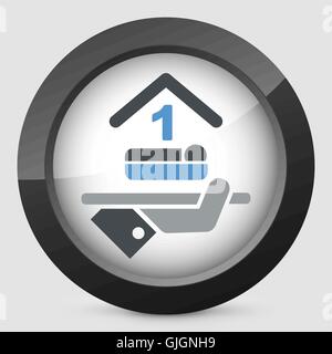 Hotel icon. Single bedroom. Stock Vector