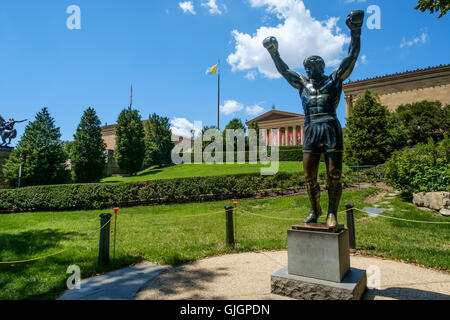 The bronze statue of Sylvester Stallone as Rocky Balboa outside the ...