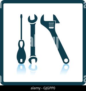 Wrench and screwdriver icon. Shadow reflection design. Vector illustration. Stock Vector