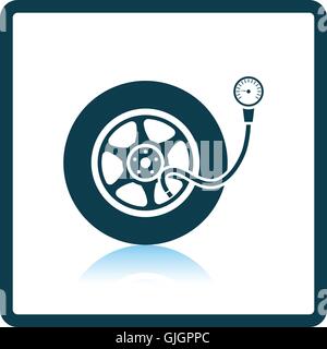 Tire pressure gage icon. Shadow reflection design. Vector illustration. Stock Vector