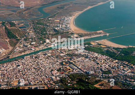 Aerial view, El Puerto de Santa Maria, Cadiz province, Region of Andalusia, Spain, Europe Stock Photo