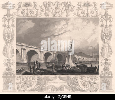 Waterloo Bridge. London. SHEPHERD, antique print 1828 Stock Photo - Alamy