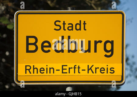 BRD, Deutschland, NRW, Rhein-Erft-Kreis, Bedburg, Ortsschild Stock Photo