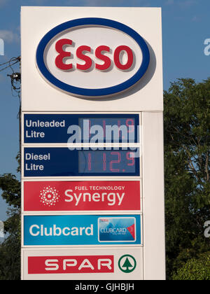 Esso Petrol Station sign, Ringwood Road, Totton, Hampshire, England. Stock Photo