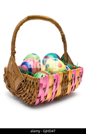 eggs in easter basket Stock Photo