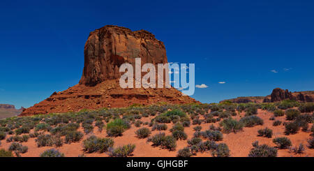 Mitchell Butte and Grey Whiskers, Monument Valley, Arizona Utah border, USA Stock Photo