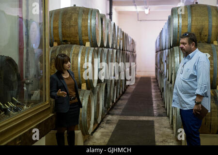 İntroduction of the most important Armenian cognac brand ARARAT is being done in the old factory Stock Photo