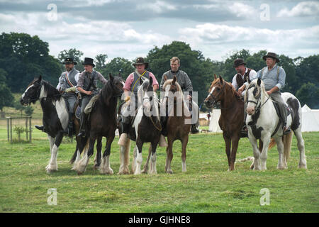 Confederate horseback soldiers on the battlefield of a American Civil war reenactment at Spetchley Park, Worcestershire, England Stock Photo