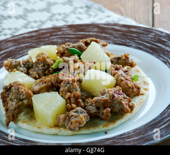 tacos al pastor  with pineapple-  dish developed in Central Mexico Stock Photo