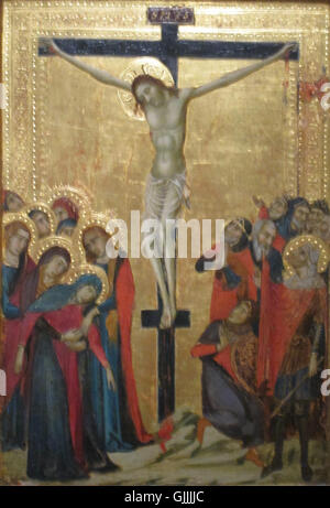 'Crucifixion', tempera on panel painting by the Master of Monte Oliveto, c. 1310, Cincinnati Art Museum Stock Photo