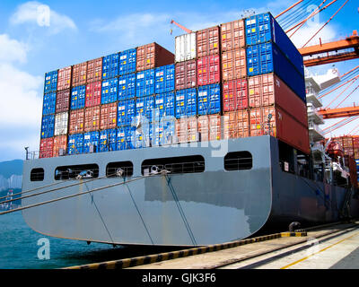 asia container ship harbor Stock Photo