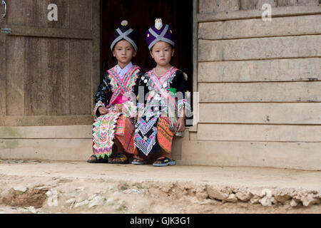 laos hmong girl Stock Photo