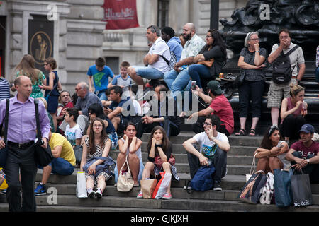 London, UK - July 17, 2016. LONDON - MAY 23: Piccadilly Circus with unidentified people on May 23, 2016 in London. Its status as Stock Photo