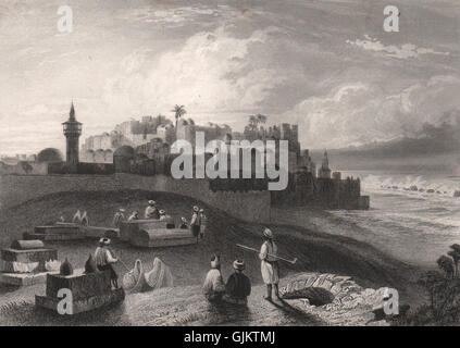 JAFFA, TEL AVIV. View of the old town. Palestine. Israel, antique print 1855 Stock Photo