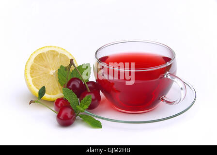 tea fruit cherry Stock Photo