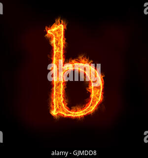 fire alphabets, small letter b Stock Photo