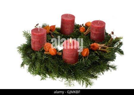 advent wreath isolated on white Stock Photo