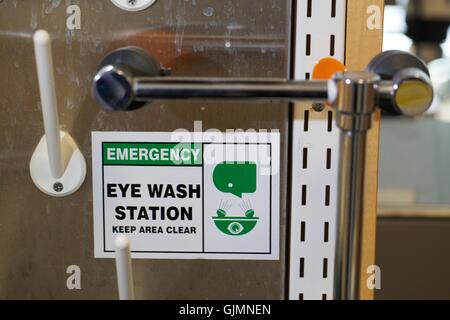 Emergency eye wash station  in laboratory. Stock Photo