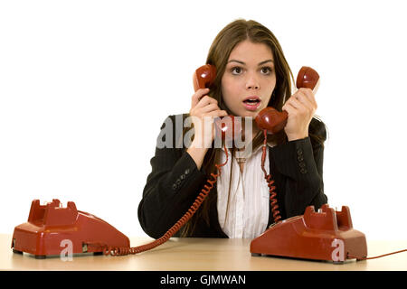 woman telephone phone Stock Photo