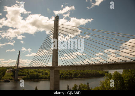 Waldo-Hancock Bridge over the Penobscot River in Maine. Stock Photo