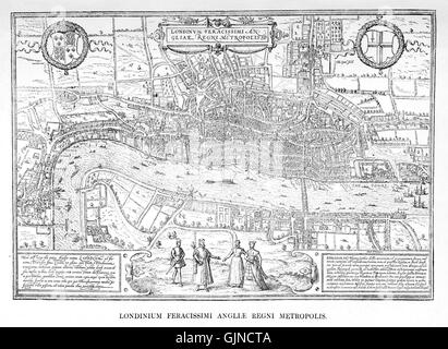 Maps Of Old London Hoefnagel Stock Photo