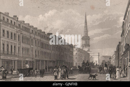 Part of Lord Street. St. George's Church, Derby Square. Liverpool. HARWOOD, 1829 Stock Photo