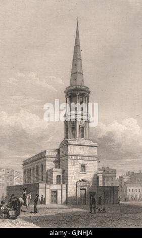 St. George's Church, Derby Square, Liverpool. Razed 1899. PYNE, old print 1829 Stock Photo