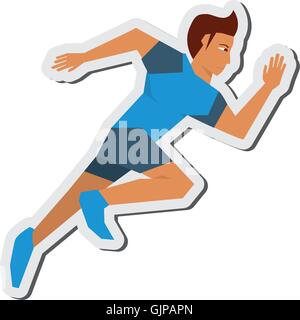 silhouette running man sprinter explosive start. polygonal particles ...