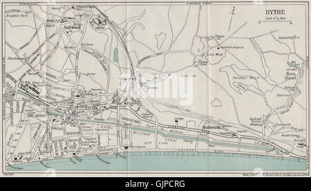 FOLKESTONE. Vintage town city map plan. Kent 1950 old vintage chart ...