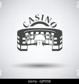 Casino building icon on gray background with round shadow. Vector illustration. Stock Vector