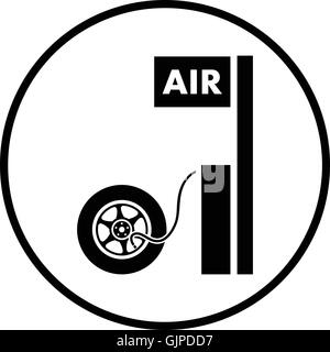 Wheels pump station icon. Thin circle design. Vector illustration. Stock Vector