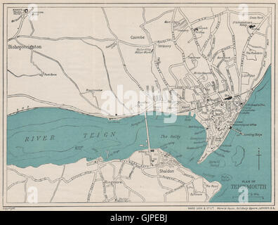 TEIGNMOUTH vintage town/city plan. Devon. WARD LOCK, 1924 vintage map Stock Photo