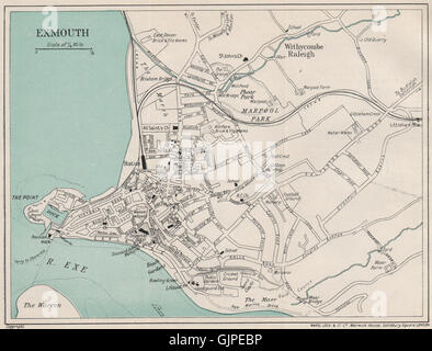 EXMOUTH vintage town/city plan. Devon. WARD LOCK 1948 old vintage map ...
