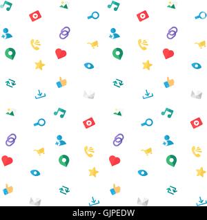 Web Icons Seamless Pattern for blog and social networks, online shopping and email, files of video, images and photos. Elements  Stock Vector