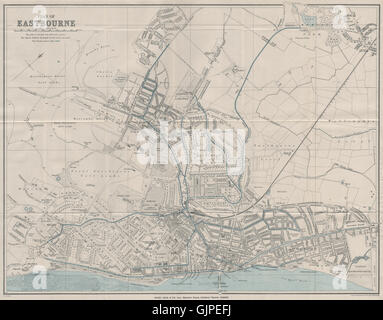 EASTBOURNE antique town city plan. BARTHOLOMEW 1898 old map chart Stock ...