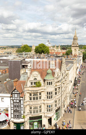 An aerial view of Oxford city centre looking down High Street, Oxford, Oxfordshire, England, UK Stock Photo