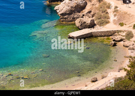 Heraion lake in Perachora in Greece aerial view. Stock Photo