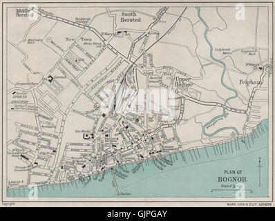 CHICHESTER vintage tourist town city plan. Sussex. WARD LOCK 1940 old ...