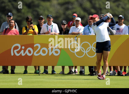 Great Britain's Charley Hull during the Women's Round 1 at the Olympic Golf Course on the twelfth day of the Rio Olympic Games, Brazil. Stock Photo