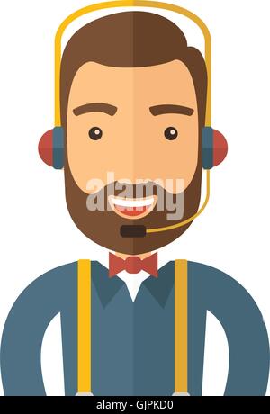 Operator man in headset. Stock Vector