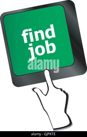Searching for job on the internet. Jobs button on computer keyboard Stock Vector