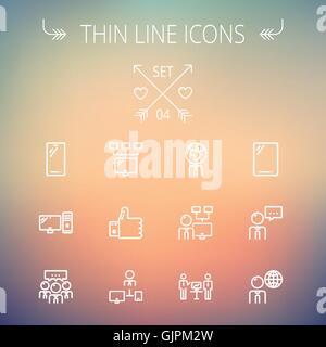 Technology thin line icon set. Stock Vector
